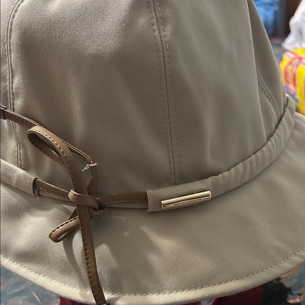 Burberry Tan Bucket Hat with Leather Bow